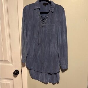 Dance & Marvel Light Blue Lace-Up Tunic top - super soft - small